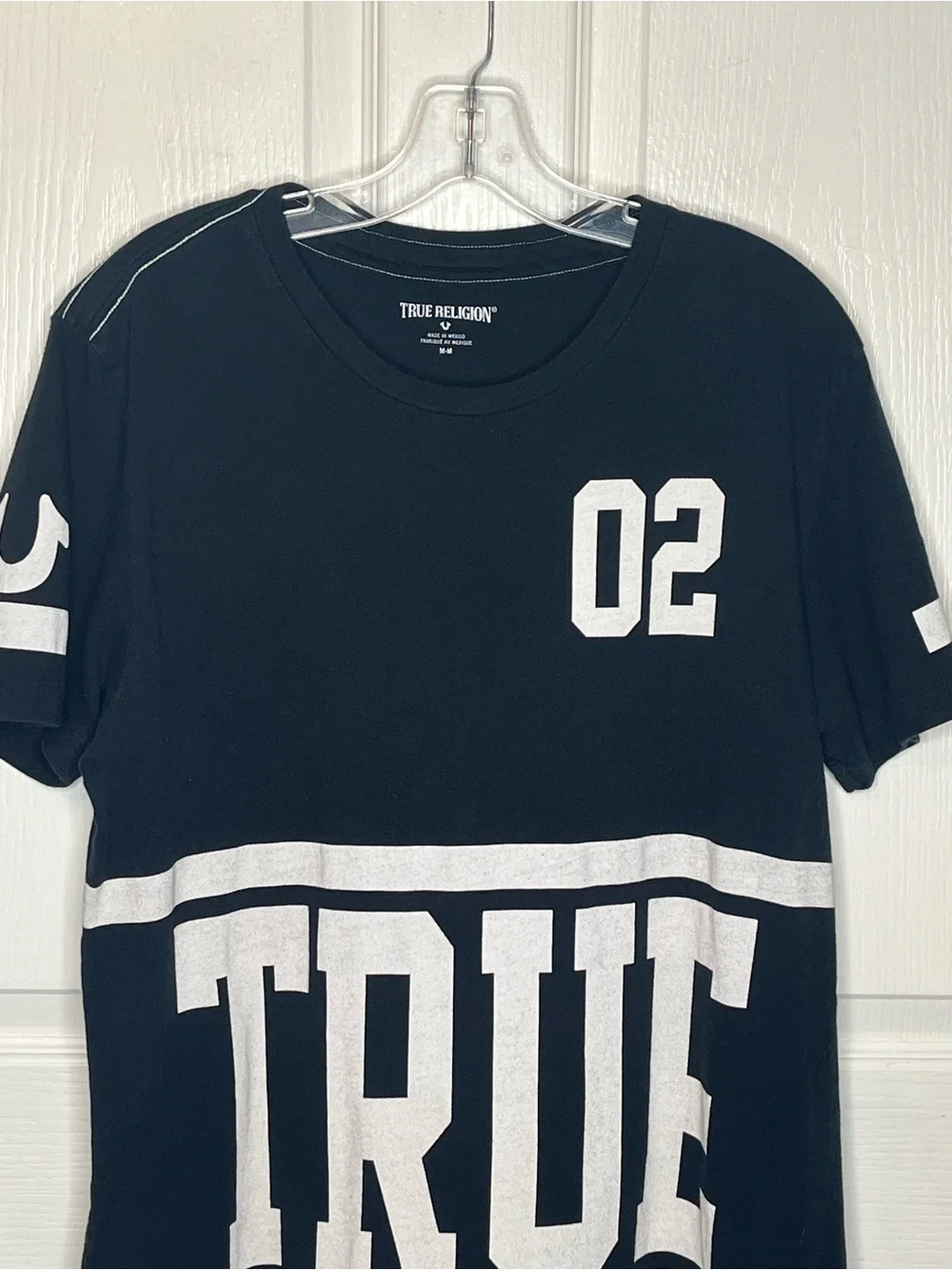 True Religion Black Tee with White Logo '02 Graphic Sz M Streetwear